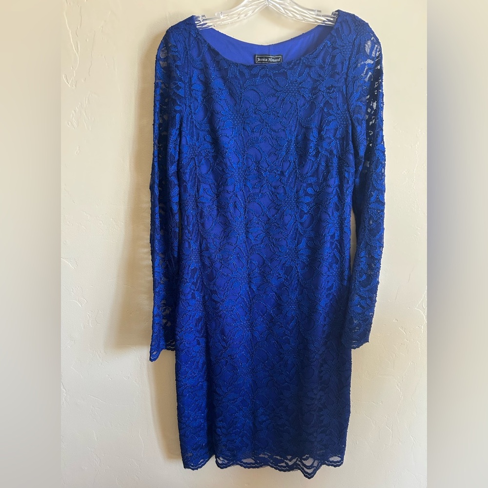 Jessica Howard Size 8 Blue Lace Dress